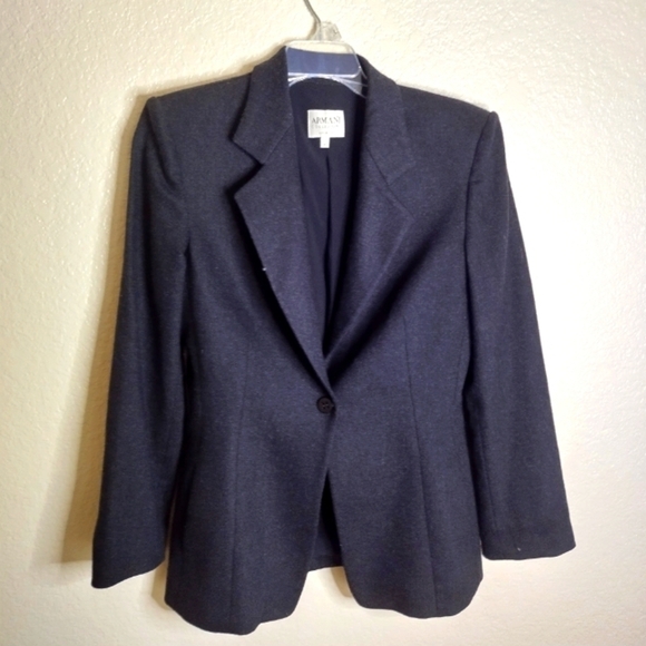 armani collezioni wool blend women's one button blazer pockets sz 4 - Picture 1 of 9